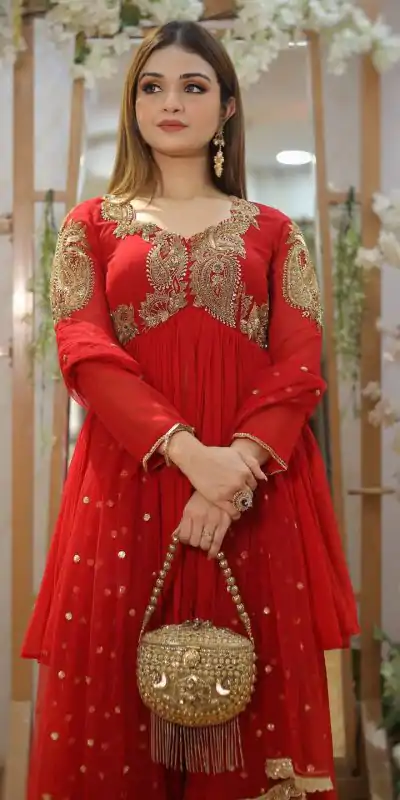LG 2010 Red Georgette With Embroidery Work Salwar Suit & Lace Work. Best Price ₹1999. Delivery 4-6 Working Days. Shop now. | Jump Suits, Salwar suit, Casual Suits, Creative suits, Designer Suits, Palazzo Suits, Party Wear Suits, Patiala Suits, Straight Suits