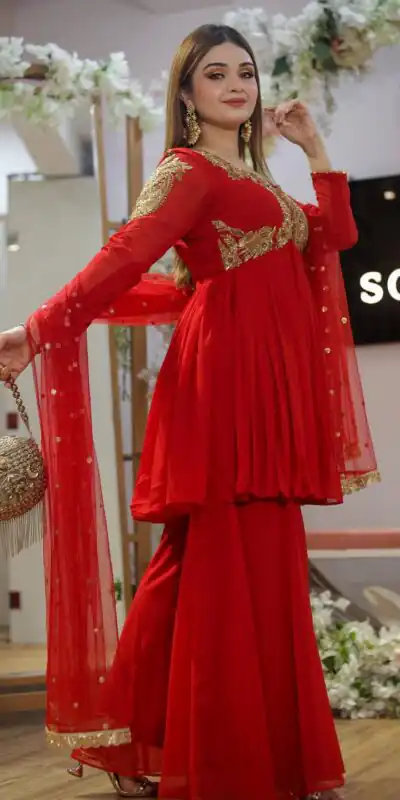 LG 2010 Red Georgette With Embroidery Work Salwar Suit & Lace Work. Best Price ₹1999. Delivery 4-6 Working Days. Shop now. | Jump Suits, Salwar suit, Casual Suits, Creative suits, Designer Suits, Palazzo Suits, Party Wear Suits, Patiala Suits, Straight Suits