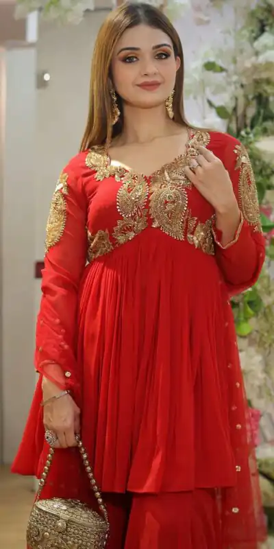 LG 2010 Red Georgette With Embroidery Work Salwar Suit & Lace Work. Best Price ₹1999. Delivery 4-6 Working Days. Shop now. | Jump Suits, Salwar suit, Casual Suits, Creative suits, Designer Suits, Palazzo Suits, Party Wear Suits, Patiala Suits, Straight Suits