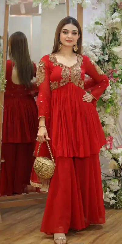 LG 2010 Red Georgette With Embroidery Work Salwar Suit & Lace Work. Best Price ₹1999. Delivery 4-6 Working Days. Shop now. | Jump Suits, Salwar suit, Casual Suits, Creative suits, Designer Suits, Palazzo Suits, Party Wear Suits, Patiala Suits, Straight Suits