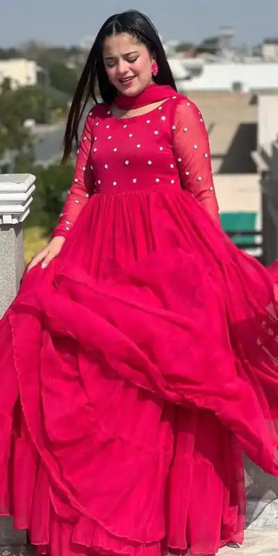 LG 2013 Red Georgette With Bead Work Gown . Wedding, Party, Festive, Events, Get it for ₹1899. Delivery 4-6 Working Days. Shop now. | Gowns, Bollywood Gowns, Creative Gowns, Designer Gowns, Embroidered Gowns, Party Wear Gowns