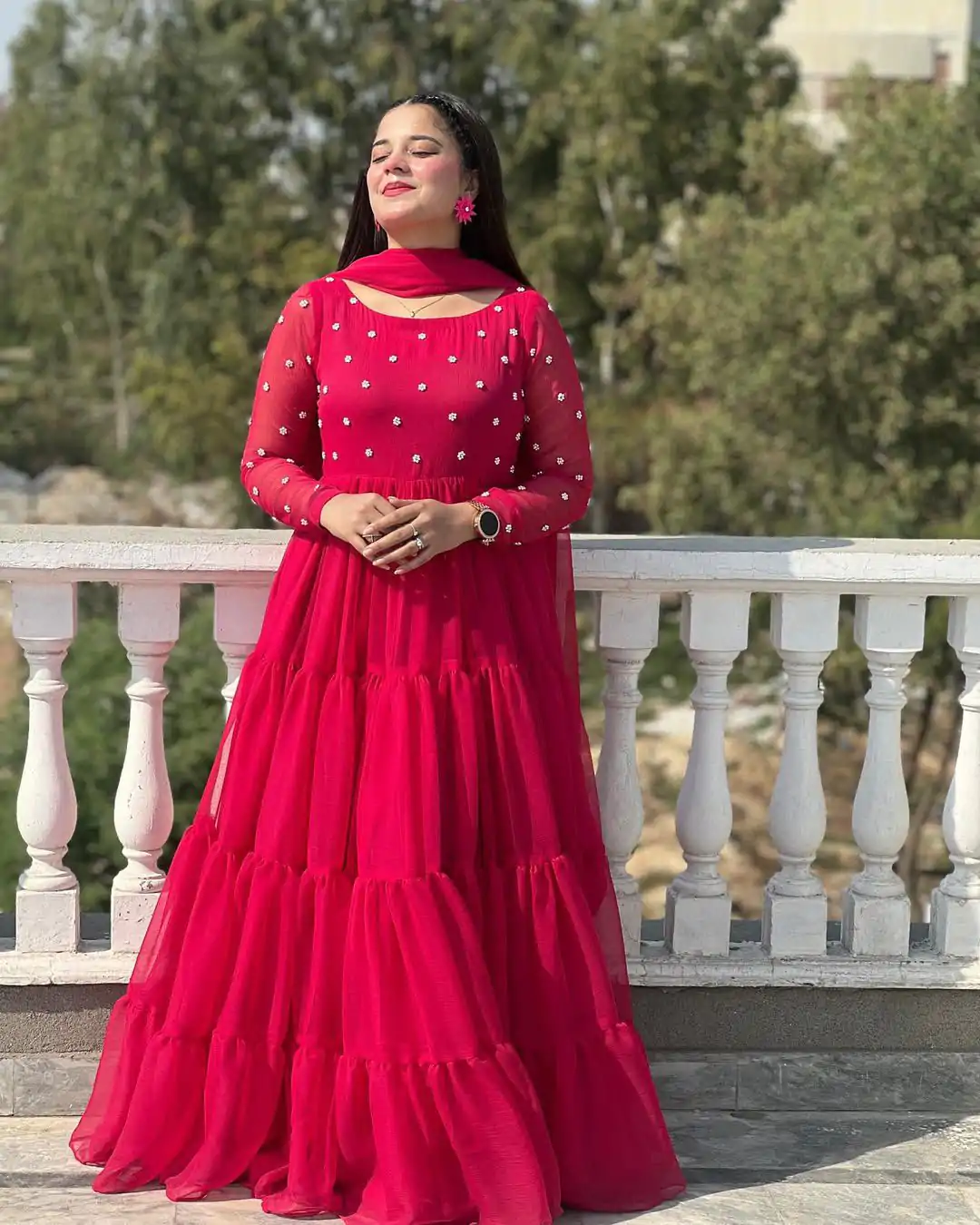 LG 2013 Red Georgette With Bead Work Gown . Wedding, Party, Festive, Events, Get it for ₹1899. Delivery 4-6 Working Days. Shop now. | Gowns, Bollywood Gowns, Creative Gowns, Designer Gowns, Embroidered Gowns, Party Wear Gowns