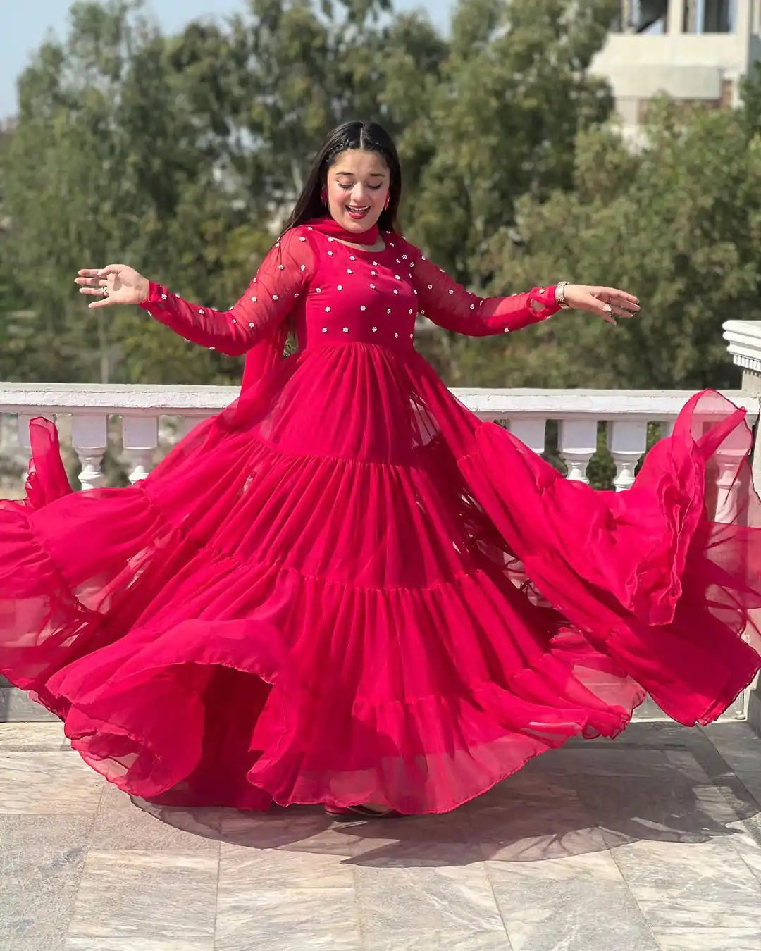 LG 2013 Red Georgette With Bead Work Gown . Wedding, Party, Festive, Events, Get it for ₹1899. Delivery 4-6 Working Days. Shop now. | Gowns, Bollywood Gowns, Creative Gowns, Designer Gowns, Embroidered Gowns, Party Wear Gowns