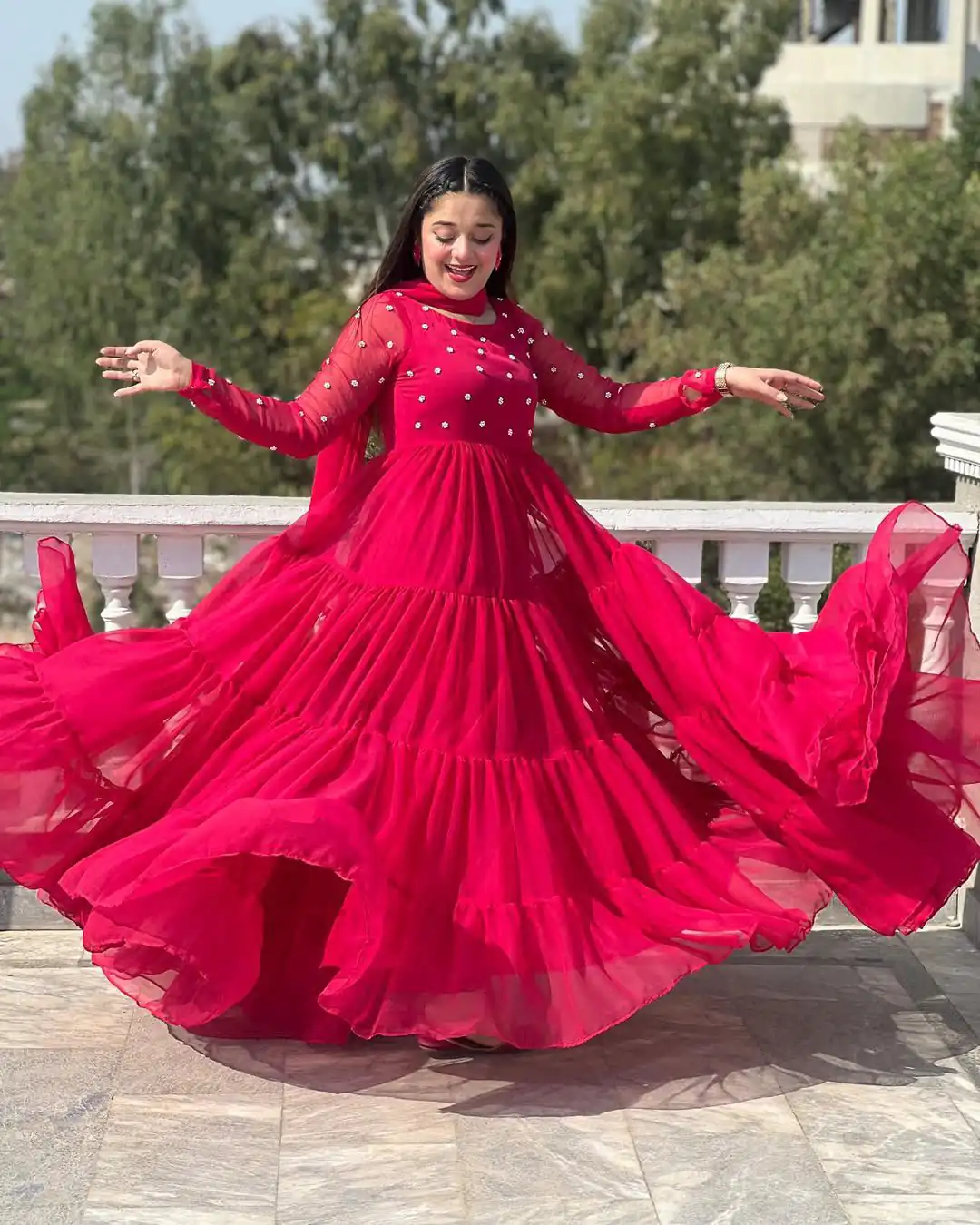 LG 2013 Red Georgette With Bead Work Gown . Wedding, Party, Festive, Events, Get it for ₹1899. Delivery 4-6 Working Days. Shop now. | Gowns, Bollywood Gowns, Creative Gowns, Designer Gowns, Embroidered Gowns, Party Wear Gowns