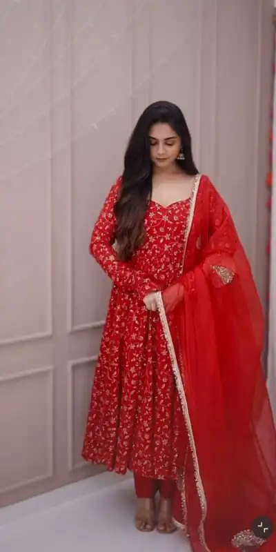 SSR 529 Red Georgette With Heavy Embroidery Sequence Work With Fancy Latkan with Embroidery Work Gown. Introductory Price ₹2149. Delivery 4-6 | Gowns, Bollywood Gowns, Creative Gowns, Designer Gowns, Embroidered Gowns, Party Wear Gowns