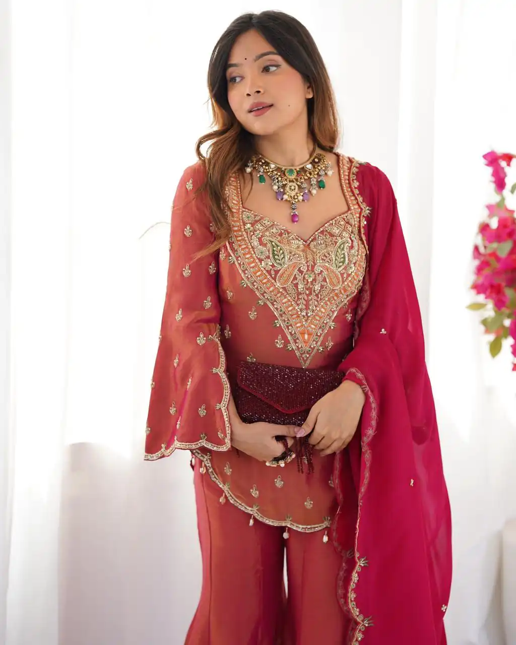 NSR 852 Red Simar Silk With Embroidery Work with Full Sleeve Salwar Suit in . Now at just ₹2199. Delivery 4-6 Working Days. Shop n | Casual Suits, Jump Suits, Salwar suit, Creative suits, Designer Suits, Palazzo Suits, Party Wear Suits, Patiala Suits, Straight Suits