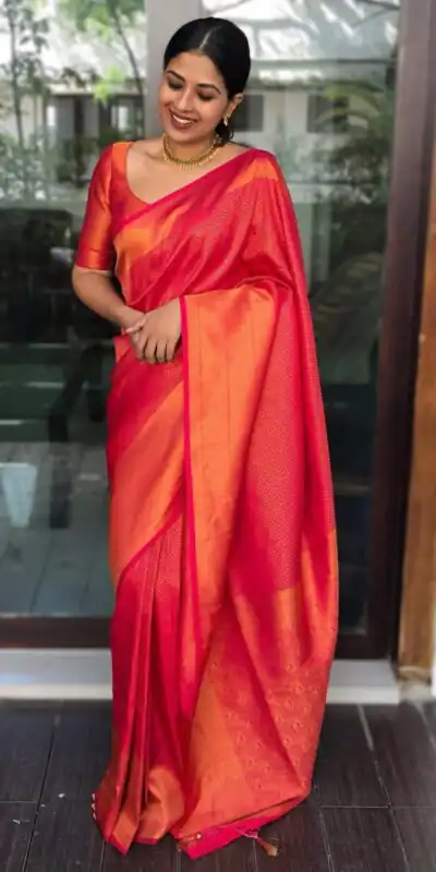 KP 4040 Red Soft Lichi Silk Saree Perfect for Wedding, Party, Ethnic Day, Raksha Bandhan, Temple Visit – . Exclusive Offer ₹1299. Delivery 4-6 Working D | Designer Sarees, Embroidered Sarees, Sarees, Bollywood Sarees, Creative Sarees, Ethnic Saree, Modern Digital sarees, Party Wear Sarees