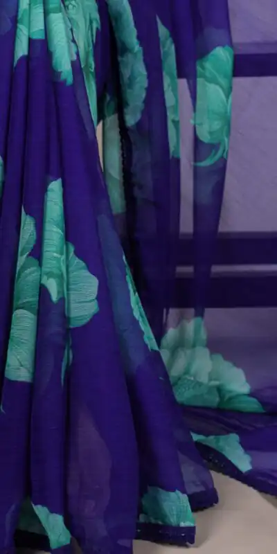 YNF 7033 Royal Blue Color Chiffon Lace Work & Lace Border Saree . Available at ₹1499 only. Delivery 4-6 Working Days. Shop now. | Designer Sarees, Embroidered Sarees, Sarees, Bollywood Sarees, Creative Sarees, Ethnic Saree, Modern Digital sarees, Party Wear Sarees