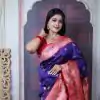 Royal Blue Paithani Ajanta Lotus With Lace Work Saree