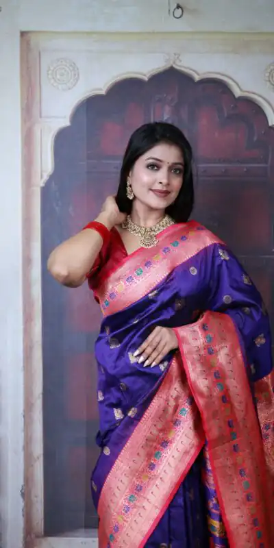 MB 18 Royal Blue Paithani Ajanta Lotus Saree Perfect for Wedding, Party, Lohri, Durga Puja, Eid – . Get it for ₹2449. Delivery 4-6 Working Days. Shop now. | Designer Sarees, Embroidered Sarees, Sarees, Bollywood Sarees, Creative Sarees, Ethnic Saree, Modern Digital sarees, Party Wear Sarees