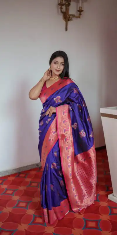 MB Paithani-3 Royal Blue in Pethani Silk Zari Work & Lace Work Saree . Grab it for ₹2199. Delivery 4-6 Working Days. Shop now. | Designer Sarees, Embroidered Sarees, Sarees, Bollywood Sarees, Creative Sarees, Ethnic Saree, Modern Digital sarees, Party Wear Sarees