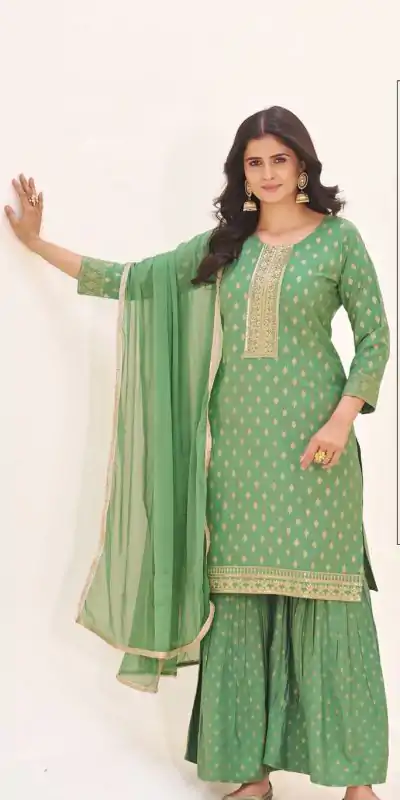 Sea Green Rayon Lace Embroidery Work Salwar Suit