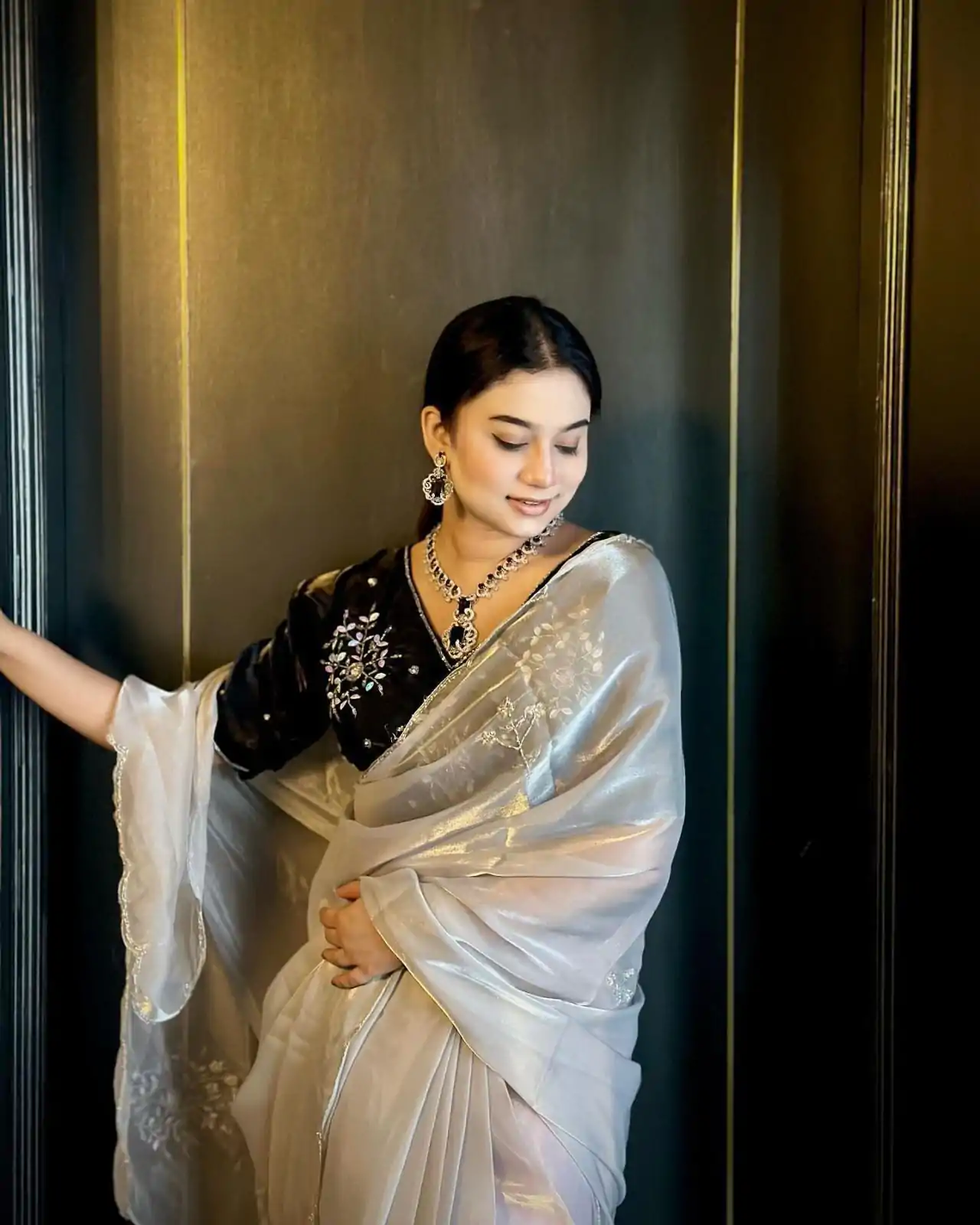 AC JIYA Silver Soft Jimmy Chuu with Lace Border & Lace Work Saree . Available at ₹3049 only. Delivery 4-6 Working Days. Shop now. | Designer Sarees, Embroidered Sarees, Sarees, Bollywood Sarees, Creative Sarees, Ethnic Saree, Modern Digital sarees, Party Wear Sarees