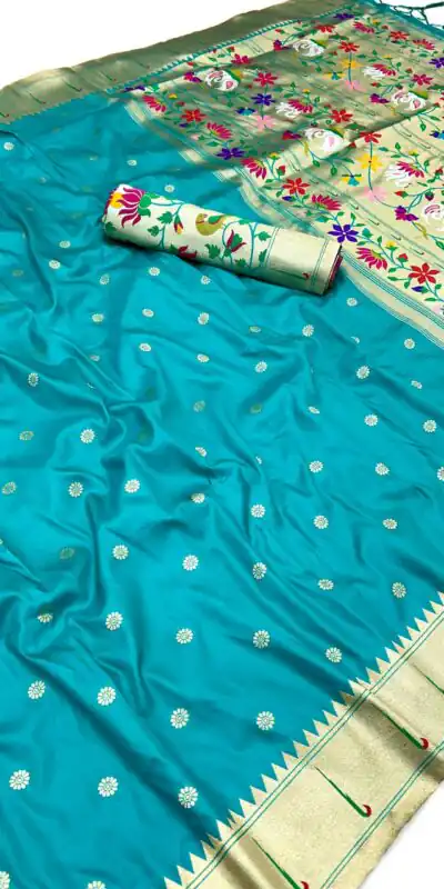 MB 150 Sky Blue A Pethani silk Saree Perfect for Wedding, Party, Baisakhi, Reception, Traditional Day – . Affordable Price ₹2549. Delivery 4-6 Working | Designer Sarees, Embroidered Sarees, Sarees, Bollywood Sarees, Creative Sarees, Ethnic Saree, Modern Digital sarees, Party Wear Sarees
