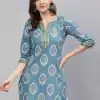 INLI Blush 2.0 Sky Blue Cotton Printed Designer Work Kurti in . Wedding, Party, Festive, Events, Special Price ₹1269. Delivery 4-6 Working Days. Shop now. | Kurti, Bollywood Kurti, Creative Kurtis, Designer Kurti, Party Wear Kurti, Selfie Kurti