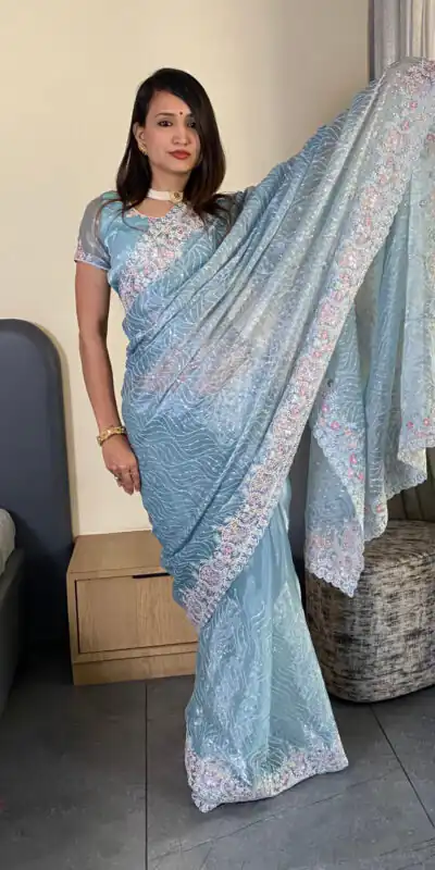 SC 239 Pink Georgette With Lace Work & Lace Border Saree . Wedding, Party, Festive, Events, Exclusive Offer ₹1599. Delivery 4-6 Working Days. Shop now. | Designer Sarees, Embroidered Sarees, Sarees, Bollywood Sarees, Creative Sarees, Ethnic Saree, Modern Digital sarees, Party Wear Sarees