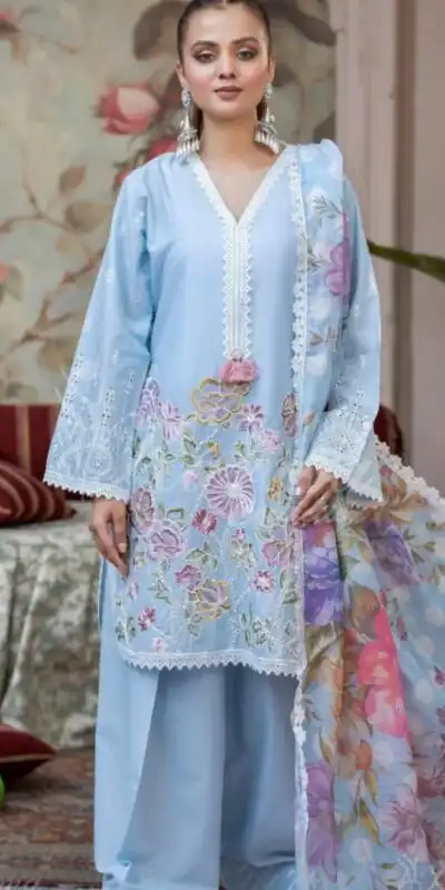 BE 373 Sky Blue Roman Silk Embroidery Work & Lace Work Salwar Suit in. Available at ₹2149 only. Delivery 4-6 Working Days. Shop now. | Casual Suits, Jump Suits, Salwar suit, Creative suits, Designer Suits, Palazzo Suits, Party Wear Suits, Patiala Suits, Straight Suits