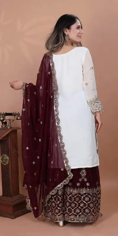 ZSR 3119 White Heavy Faux Georgette With 5mm Embroidery Sequence Work With Full Sleeve Salwar Suit Wedding, Party, Festive, Events Festive Deal ₹ | Casual Suits, Jump Suits, Tops & Bottoms, Track Suits, Salwar suit, Creative suits, Designer Suits, Palazzo Suits, Party Wear Suits, Patiala Suits, Straight Suits, Trendy Wear