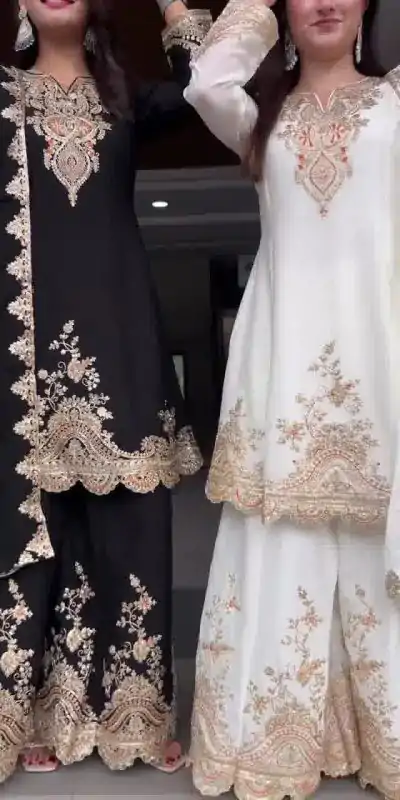 DC 109 White Havy fox Georgette with Embroidery Work & Lace Work Salwar Suit . Exclusive Offer ₹2149. Delivery 4-6 Working Days. Shop now. | Jump Suits, Tops & Bottoms, Track Suits, Salwar suit, Casual Suits, Creative suits, Designer Suits, Palazzo Suits, Party Wear Suits, Patiala Suits, Straight Suits, Trendy Wear