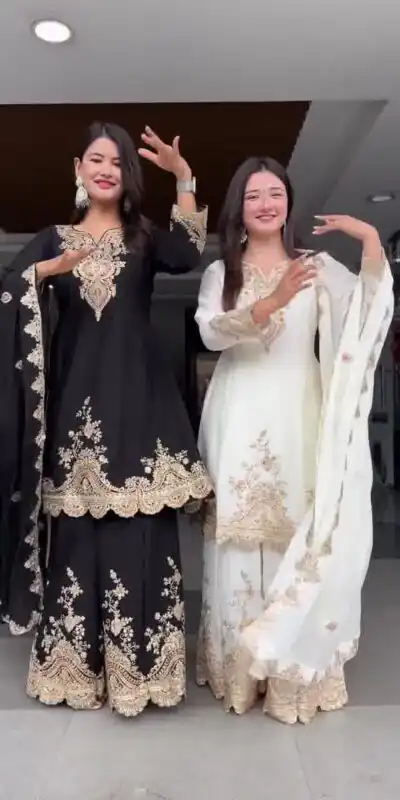 DC 109 White Havy fox Georgette with Embroidery Work & Lace Work Salwar Suit . Exclusive Offer ₹2149. Delivery 4-6 Working Days. Shop now. | Jump Suits, Tops & Bottoms, Track Suits, Salwar suit, Casual Suits, Creative suits, Designer Suits, Palazzo Suits, Party Wear Suits, Patiala Suits, Straight Suits, Trendy Wear