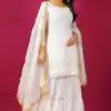 SR 1671 White Georgette Salwar Suit Perfect for Wedding, Party, Cultural Events, Temple Visit, Lohri Now at just ₹1799. Delivery 4-6 Working Days. | Casual Suits, Jump Suits, Tops & Bottoms, Track Suits, Salwar suit, Creative suits, Designer Suits, Palazzo Suits, Party Wear Suits, Patiala Suits, Straight Suits, Trendy Wear
