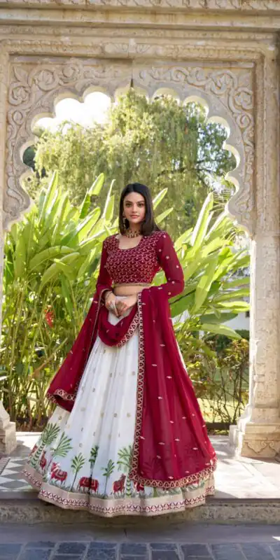 LNB 1412 White Georgette With Sequins Work & Embroidery Work Lehenga Choli Affordable Price ₹2799. Delivery 4-6 Working Days. Shop now. | Lehenga, Bollywood Lehenga, Creative Lehenga, Designer Lehenga, Embroidered Lehenga, Party Wear Lehenga
