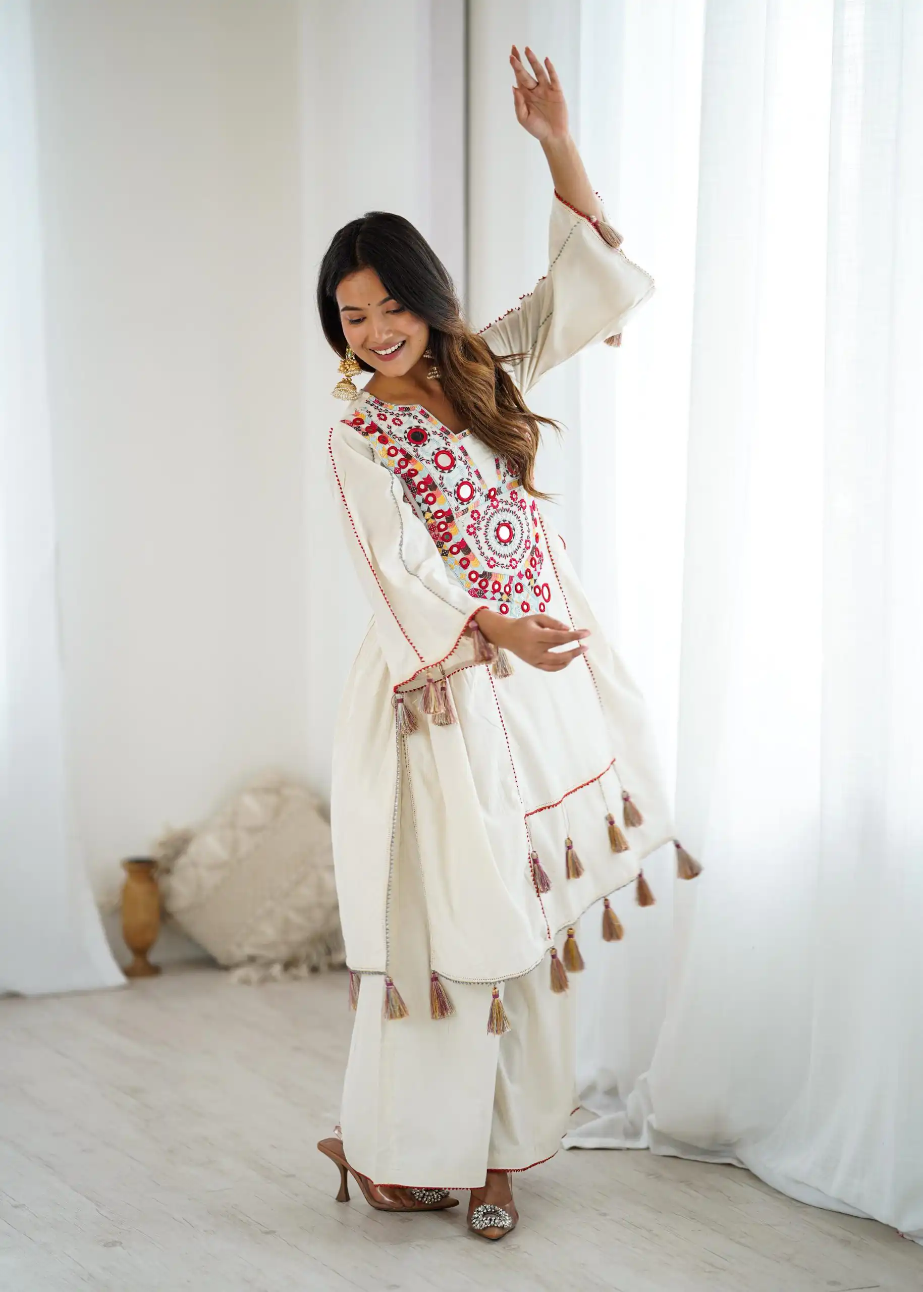 SRK 5286 White in Khadi Cotton Mirror Work & Embroidery Work Salwar Suit . Now at just ₹2099. Delivery 4-6 Working Days. Shop now. | Casual Suits, Jump Suits, Salwar suit, Creative suits, Designer Suits, Palazzo Suits, Party Wear Suits, Patiala Suits, Straight Suits