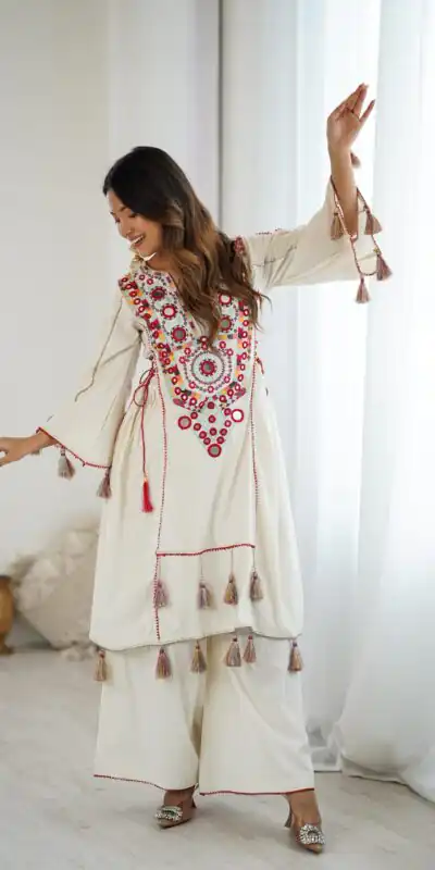 SRK 5286 White in Khadi Cotton Mirror Work & Embroidery Work Salwar Suit . Now at just ₹2099. Delivery 4-6 Working Days. Shop now. | Casual Suits, Jump Suits, Salwar suit, Creative suits, Designer Suits, Palazzo Suits, Party Wear Suits, Patiala Suits, Straight Suits