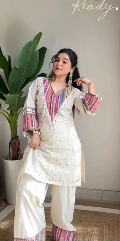 SR 1683 White Khadi Cotton with Thread Embroidery & Embroidery Work Salwar Suit just ₹1999. Delivery 4-6 Working Days. Shop now. | Casual Suits, Jump Suits, Tops & Bottoms, Track Suits, Salwar suit, Creative suits, Designer Suits, Palazzo Suits, Party Wear Suits, Patiala Suits, Straight Suits, Trendy Wear