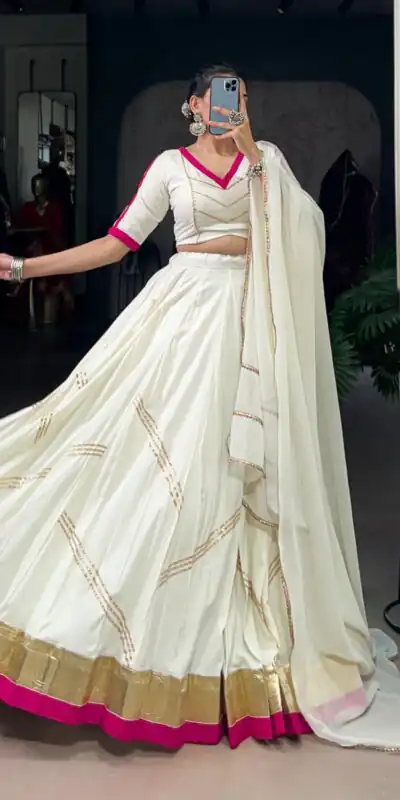 LNB 1622 White Color Rayon Embossed Design Gota Patti Lace Touch Up Lehenga Choli Wedding, Party, Festive, Events Etc. Delivery 4-6 Working Days Rs 3199 | Lehenga, Bollywood Lehenga, Creative Lehenga, Designer Lehenga, Embroidered Lehenga, Party Wear Lehenga