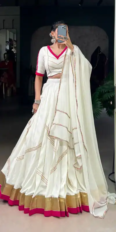 LNB 1622 White Color Rayon Embossed Design Gota Patti Lace Touch Up Lehenga Choli Wedding, Party, Festive, Events Etc. Delivery 4-6 Working Days Rs 3199 | Lehenga, Bollywood Lehenga, Creative Lehenga, Designer Lehenga, Embroidered Lehenga, Party Wear Lehenga