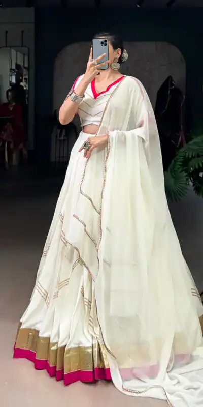 LNB 1622 White Color Rayon Embossed Design Gota Patti Lace Touch Up Lehenga Choli Wedding, Party, Festive, Events Etc. Delivery 4-6 Working Days Rs 3199 | Lehenga, Bollywood Lehenga, Creative Lehenga, Designer Lehenga, Embroidered Lehenga, Party Wear Lehenga