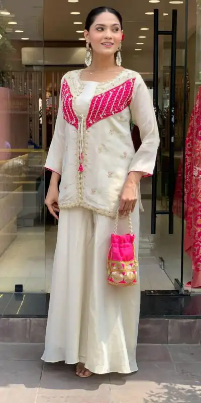 NSR 869 White Roman Silk Salwar Suit Perfect for Wedding, Party, Ethnic Day, Traditional Day, Housewarming . Now at just ₹1899. Delivery 4-6 Working | Casual Suits, Jump Suits, Tops & Bottoms, Track Suits, Salwar suit, Creative suits, Designer Suits, Palazzo Suits, Party Wear Suits, Patiala Suits, Straight Suits, Trendy Wear