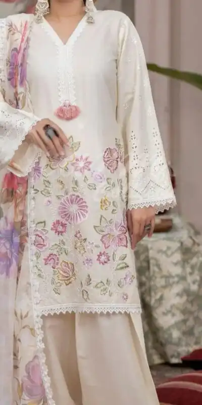 BE 373 White Roman Silk Embroidery Work & Lace Work Salwar Suit in. Available at ₹2149 only. Delivery 4-6 Working Days. Shop now. | Casual Suits, Jump Suits, Salwar suit, Creative suits, Designer Suits, Palazzo Suits, Party Wear Suits, Patiala Suits, Straight Suits