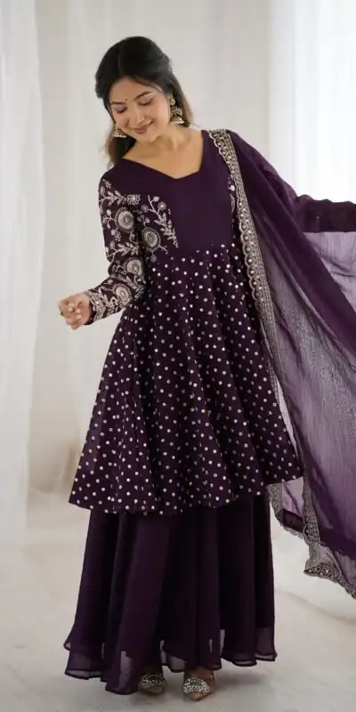 ZSR 3134 Wine Crunchy Silk Salwar Suit Perfect for Wedding, Party, Sangeet, Anniversary, Housewarming Introductory Price ₹2399. Delivery 4-6 | Casual Suits, Jump Suits, Salwar suit, Creative suits, Designer Suits, Palazzo Suits, Party Wear Suits, Patiala Suits, Straight Suits