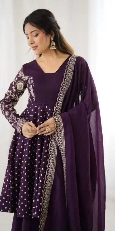 ZSR 3134 Wine Crunchy Silk Salwar Suit Perfect for Wedding, Party, Sangeet, Anniversary, Housewarming Introductory Price ₹2399. Delivery 4-6 | Casual Suits, Jump Suits, Salwar suit, Creative suits, Designer Suits, Palazzo Suits, Party Wear Suits, Patiala Suits, Straight Suits