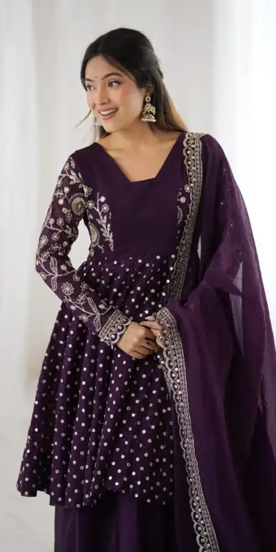 ZSR 3134 Wine Crunchy Silk Salwar Suit Perfect for Wedding, Party, Sangeet, Anniversary, Housewarming Introductory Price ₹2399. Delivery 4-6 | Casual Suits, Jump Suits, Salwar suit, Creative suits, Designer Suits, Palazzo Suits, Party Wear Suits, Patiala Suits, Straight Suits