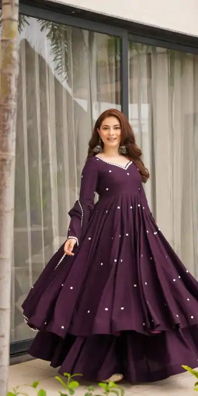SR 1687 Wine Faux Georgette With Heavy Embroidery Work With Fully Flair Salwar Suit Wedding, Party, Festive, Available at ₹1999 only. Delivery 4-6 Work | Casual Suits, Jump Suits, Tops & Bottoms, Track Suits, Salwar suit, Creative suits, Designer Suits, Palazzo Suits, Party Wear Suits, Patiala Suits, Straight Suits, Trendy Wear