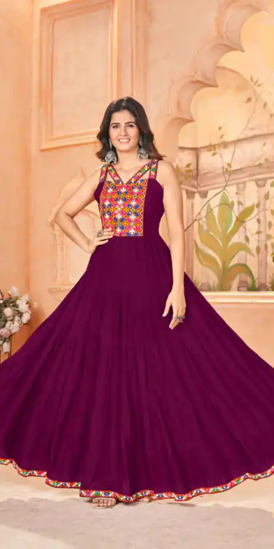 INLI Ghumati Wine Color Heavy Rayon with Lace Work & Gamthi Work Gown . Get it for ₹1749. Delivery 4-6 Working Days. Shop now. | Gowns, Bollywood Gowns, Creative Gowns, Designer Gowns, Embroidered Gowns, Party Wear Gowns