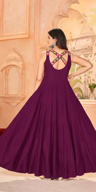 INLI Ghumati Wine Color Heavy Rayon with Lace Work & Gamthi Work Gown . Get it for ₹1749. Delivery 4-6 Working Days. Shop now. | Gowns, Bollywood Gowns, Creative Gowns, Designer Gowns, Embroidered Gowns, Party Wear Gowns