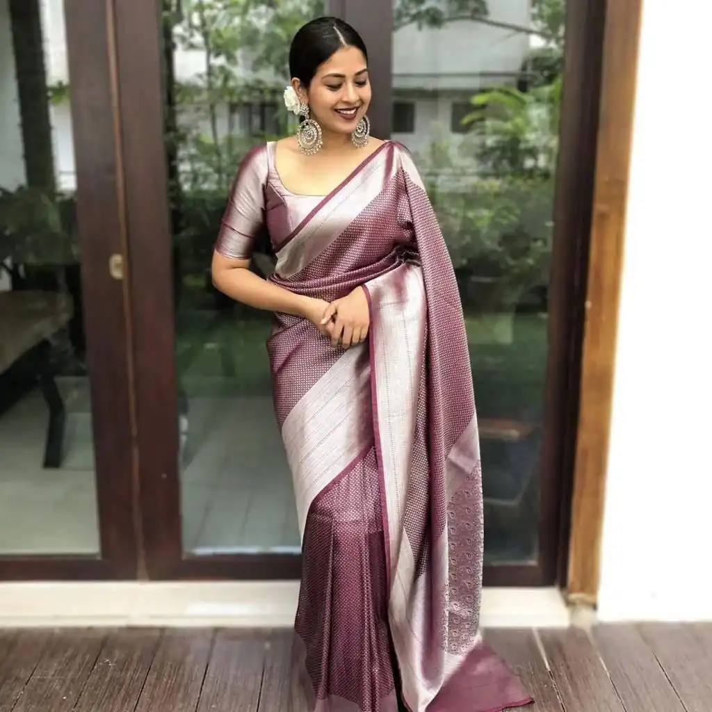 KP 4040 Wine Soft Lichi Silk Saree Perfect for Wedding, Party, Ethnic Day, Raksha Bandhan, Temple Visit – . Exclusive Offer ₹1299. Delivery 4-6 Working D | Designer Sarees, Embroidered Sarees, Sarees, Bollywood Sarees, Creative Sarees, Ethnic Saree, Modern Digital sarees, Party Wear Sarees