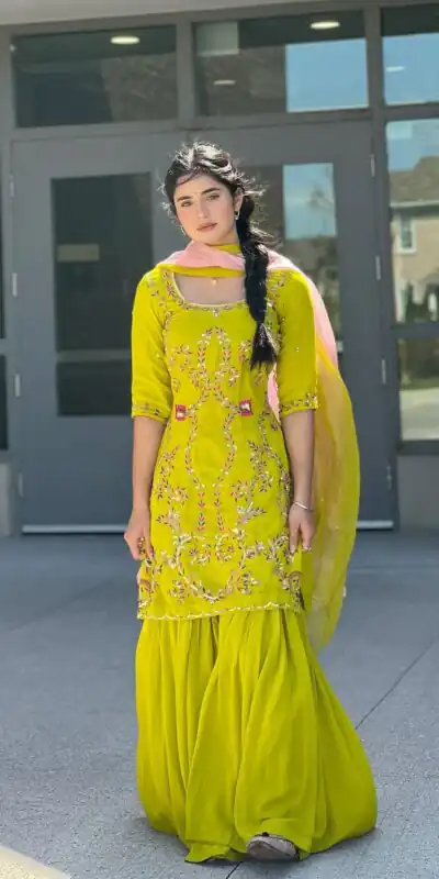 LG 1997 Yellow Georgette Embroidery Work & Lace Work Salwar Suit in . Festive Deal ₹1899. Delivery 4-6 Working Days. Shop now. | Casual Suits, Jump Suits, Tops & Bottoms, Track Suits, Salwar suit, Creative suits, Designer Suits, Palazzo Suits, Party Wear Suits, Patiala Suits, Straight Suits, Trendy Wear