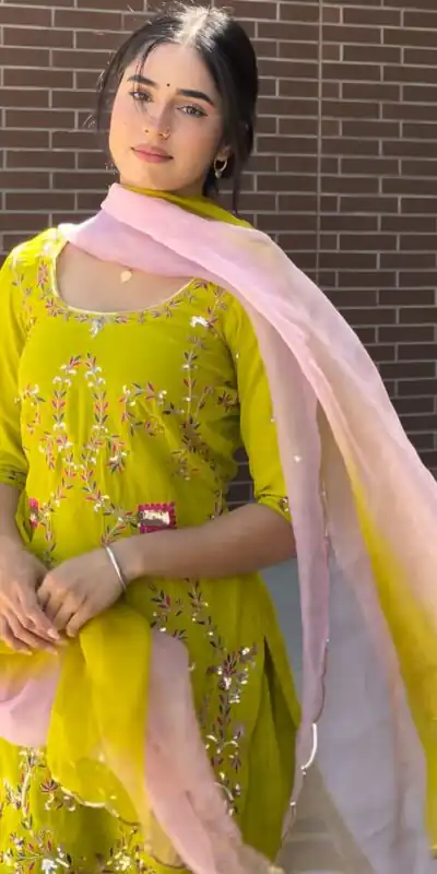 LG 1997 Yellow Georgette Embroidery Work & Lace Work Salwar Suit in . Festive Deal ₹1899. Delivery 4-6 Working Days. Shop now. | Casual Suits, Jump Suits, Tops & Bottoms, Track Suits, Salwar suit, Creative suits, Designer Suits, Palazzo Suits, Party Wear Suits, Patiala Suits, Straight Suits, Trendy Wear