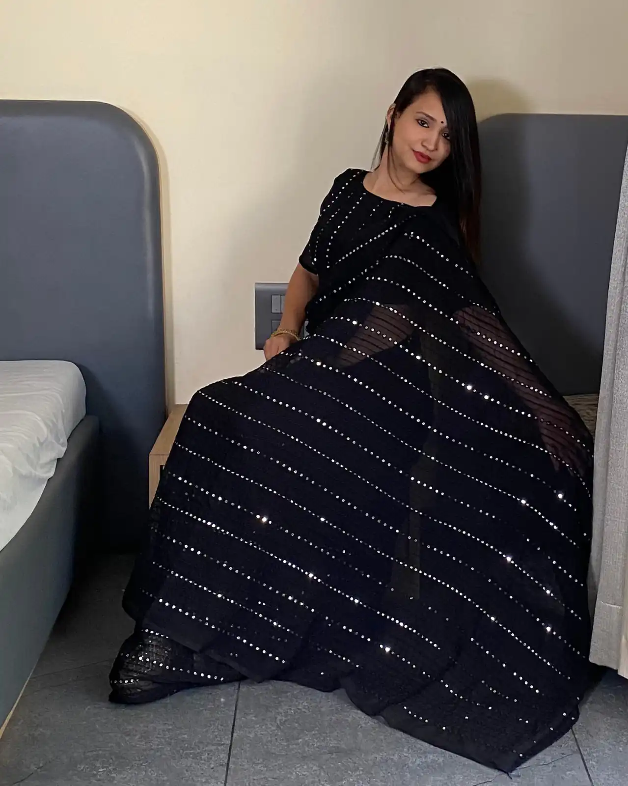 BT SUMAN Black Fox Georgette SareePerfect for Wedding, Party, Sangeet, Baisakhi, Karwa Chauth – . Special Price ₹1749. Delivery 4-6 Working Days. | Designer Sarees, Embroidered Sarees, Sarees, Bollywood Sarees, Creative Sarees, Ethnic Saree, Modern Digital sarees, Party Wear Sarees