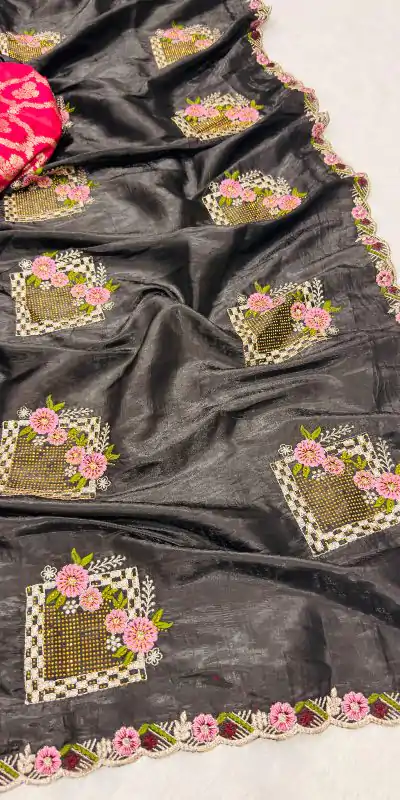 SC 239 Pink Georgette With Lace Work & Lace Border Saree . Wedding, Party, Festive, Events, Exclusive Offer ₹1599. Delivery 4-6 Working Days. Shop now. | Designer Sarees, Embroidered Sarees, Sarees, Bollywood Sarees, Creative Sarees, Ethnic Saree, Modern Digital sarees, Party Wear Sarees