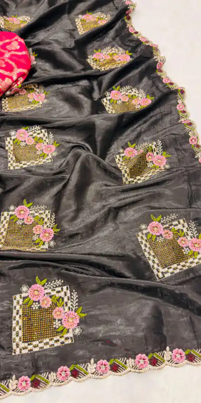 SC 239 Pink Georgette With Lace Work & Lace Border Saree . Wedding, Party, Festive, Events, Exclusive Offer ₹1599. Delivery 4-6 Working Days. Shop now. | Designer Sarees, Embroidered Sarees, Sarees, Bollywood Sarees, Creative Sarees, Ethnic Saree, Modern Digital sarees, Party Wear Sarees