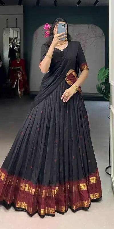 LNB 1904 Black Color Pure Chanderi with Zari Work Lehenga Choli . Affordable Price ₹1999. Delivery 4-6 Working Days. Shop now. | Lehenga, Bollywood Lehenga, Creative Lehenga, Designer Lehenga, Embroidered Lehenga, Party Wear Lehenga