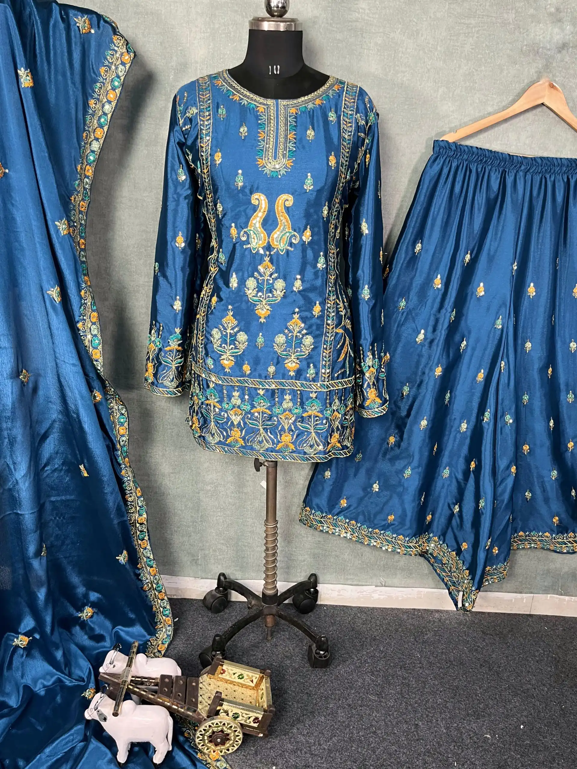 BD 1733 Blue Chinon Silk Salwar Suit with Sequins & Embroidery Work. Grab it for ₹2099. Delivery 4-6 Working Days. Shop now. | Jump Suits, Salwar suit, Casual Suits, Creative suits, Designer Suits, Palazzo Suits, Party Wear Suits, Patiala Suits, Straight Suits