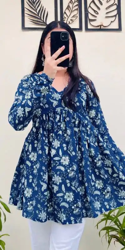 INLI Plume Blue Color Cotton with Designer Printed Work Kurti . Wedding, Party, Festive, Events, Best Price ₹1299. Delivery 4-6 Working Days. Shop now. | Kurti, Bollywood Kurti, Creative Kurtis, Designer Kurti, Party Wear Kurti, Selfie Kurti