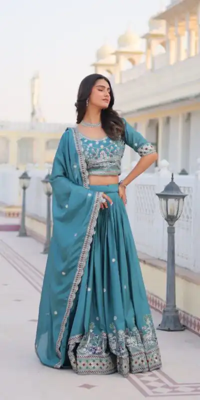 Ram 064 Blue Pure Chinon Lehenga Choli with Embroidery Work. Introductory Price ₹3049. Delivery 4-6 Working Days. Shop now. | Lehenga, Bollywood Lehenga, Creative Lehenga, Designer Lehenga, Embroidered Lehenga, Party Wear Lehenga
